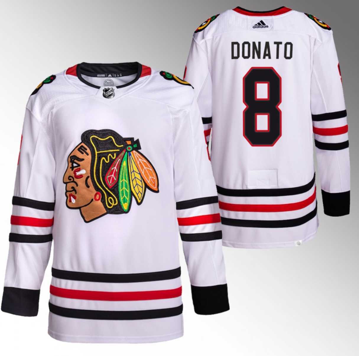 Mens Chicago Blackhawks #8 Ryan Donato White Stitched Hockey Jersey